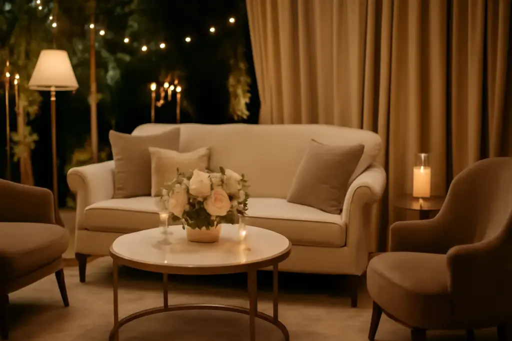 Come creare una lounge area per eventi eleganti? Gli elementi indispensabili per un’atmosfera chic